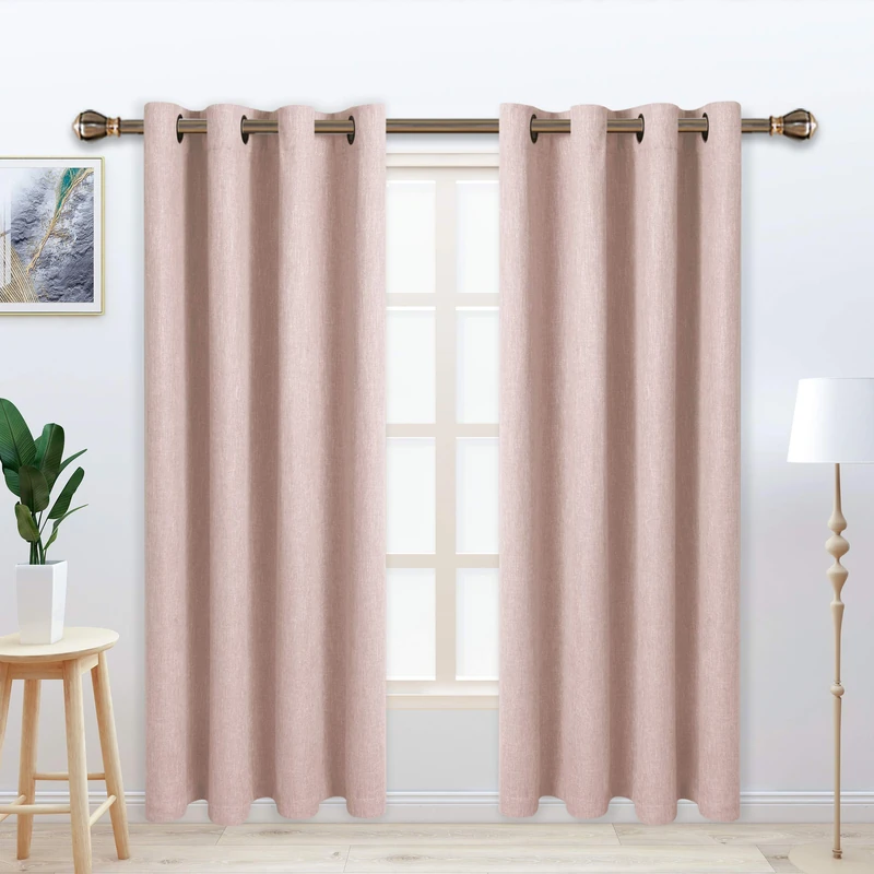 LORDTEX Linen Look Textured Blackout Curtains with Thermal Insulated Liner