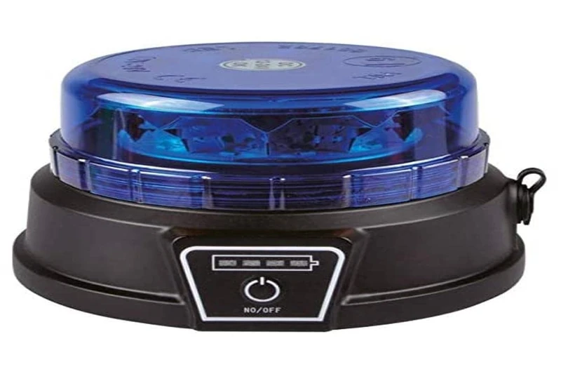 Rotary LED 18W Blue with Rechargeable Lithium Battery Approved Road R65, Rotary Blue Priority Vehicles, Police, Ambulances, Rechargeable Autonomous Li-ion