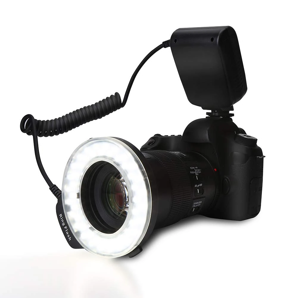Ring Flash Light, Portable LED Ring Flash Light with 4 Filters and 8 Ring Adapters for Canon/Nikon/Penant/Olympus/Panasonic SLR Cameras