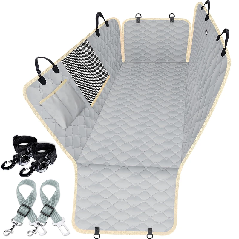 Lassie Dog Car Seat Covers for Back Seat, Waterproof Dog Car Hammock with Mesh Window Durable Scratch Proof Nonslip Pet Carseat Covers Universal Fit Protector for Cars, Trucks & SUVs