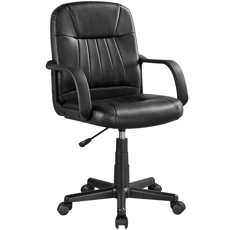 Yaheetech Ergonomic Office Chair Height Adjustable Desk Chair Faux leather Computer Swivel Chair with Comfortable Armrest