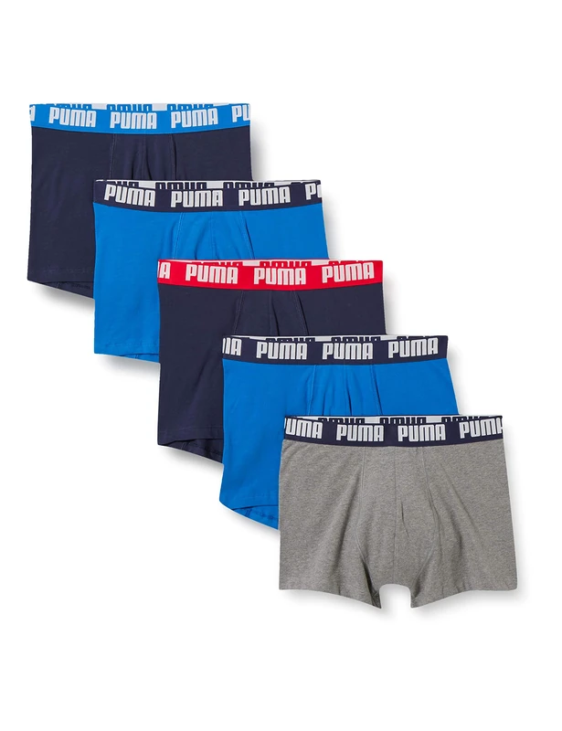 PUMA Men's Puma Basic Men's (5 Pack) Boxer Briefs, Blue Grey Melange, XL UK