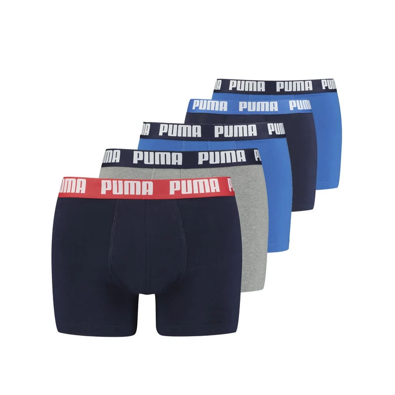 PUMA Men's Boxer Underwear (Pack of 5), blau/grau, M