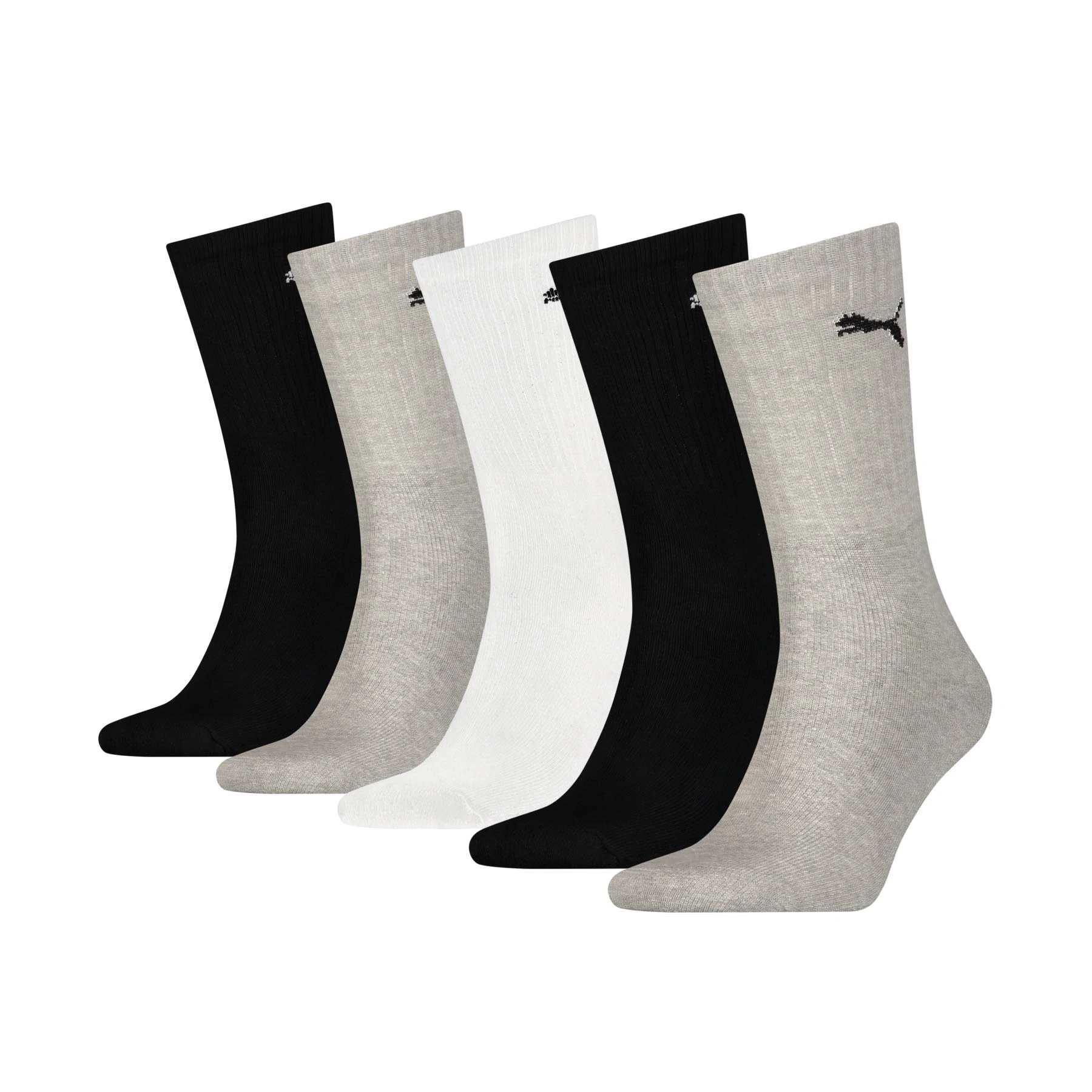 PUMA Unisex Crew Sock, White / Grey / Black, 3-5 UK
