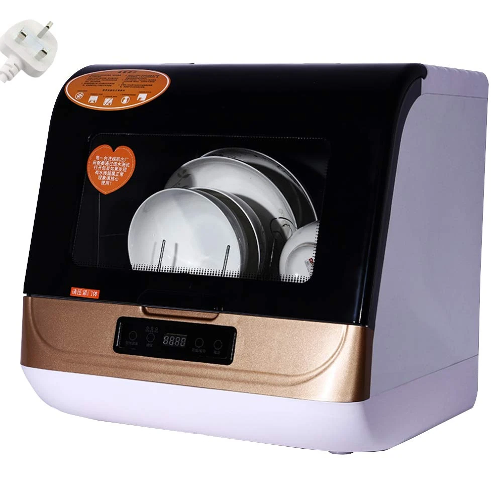 SKDE Mini Dishwasher Portable Table,Compact Countertop Dishwasher Portable,Fully Automatic 70℃ High Temperature Cleaning, Sterilization, Drying, with 3 Modes: Quick Wash, Standard, And Strong,Gold