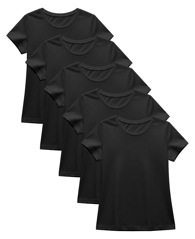 Sexy Basics Women's 5 Pack & 10 Pack Casual & Active Basic Cotton Stretch Color T Shirts - Black - XX-Large