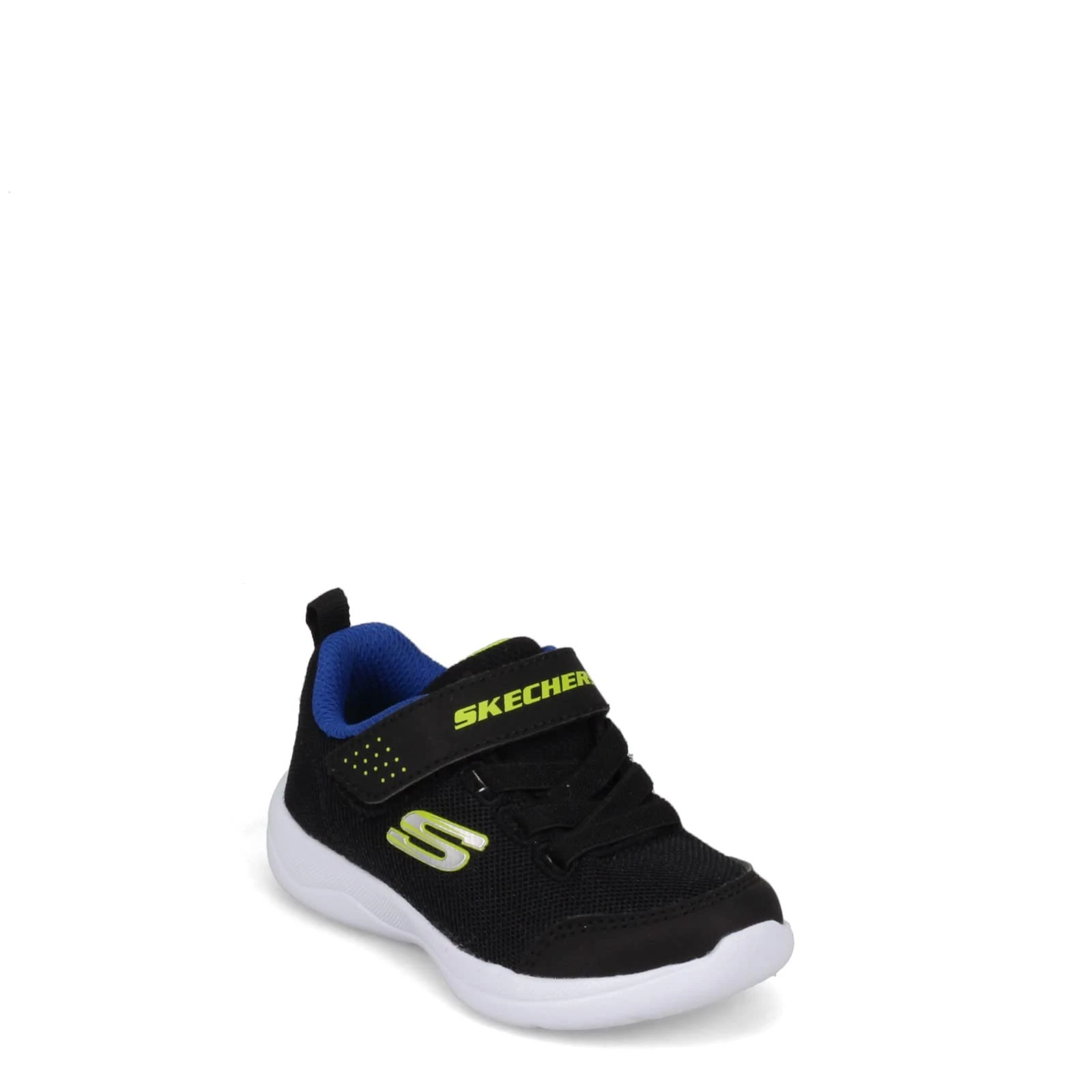 Skechers Baby Boy's Skech-Stepz 2.0 Mini Wanderer Sneaker, Black Textile/Synthetic/Blue & Lime Trim, 4 UK