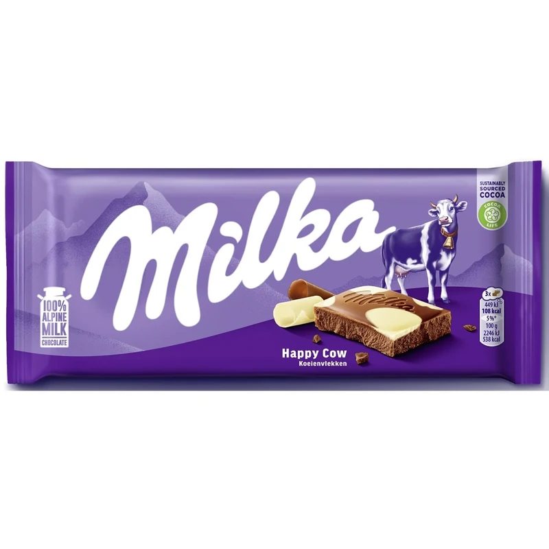 Milka Happy Cow Alpine Milk & White Chocolate Bar, Multipack 100 g Bars (Pack of 23)