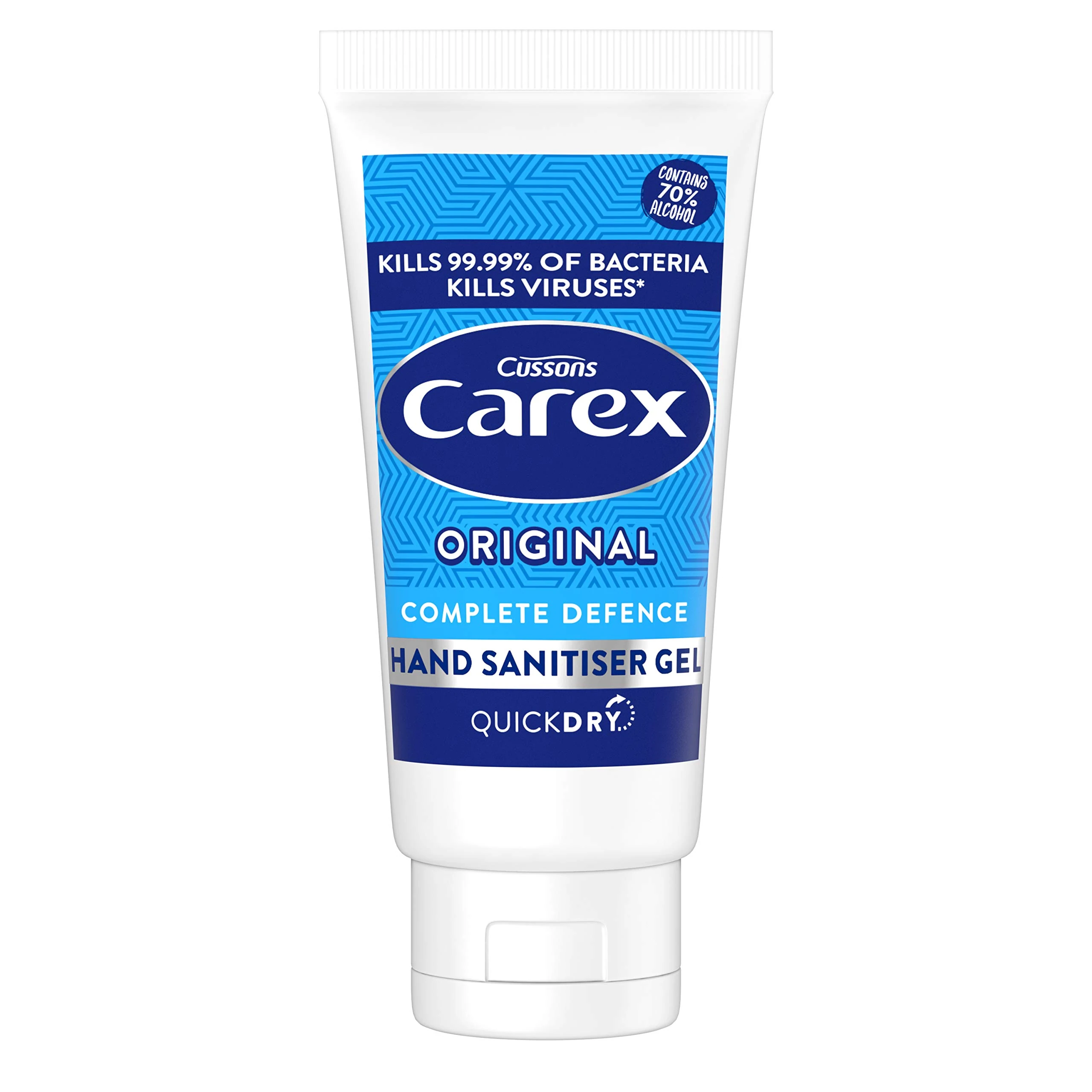 CAREX Complete Original Anti Bacterial Hand Sanitiser Gel Pack of 12, with Anti Viral action* Hand Gel and 70 Percent Alcohol that Cleans, Cares and Protects, 50 ml