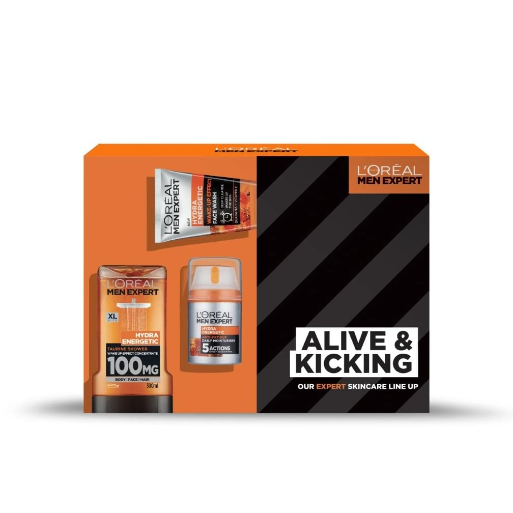 L'Oréal Paris Men Expert Alive & Kicking Gift Set for Him, Energising Face & Body Skincare Routine, Gift Set For Men