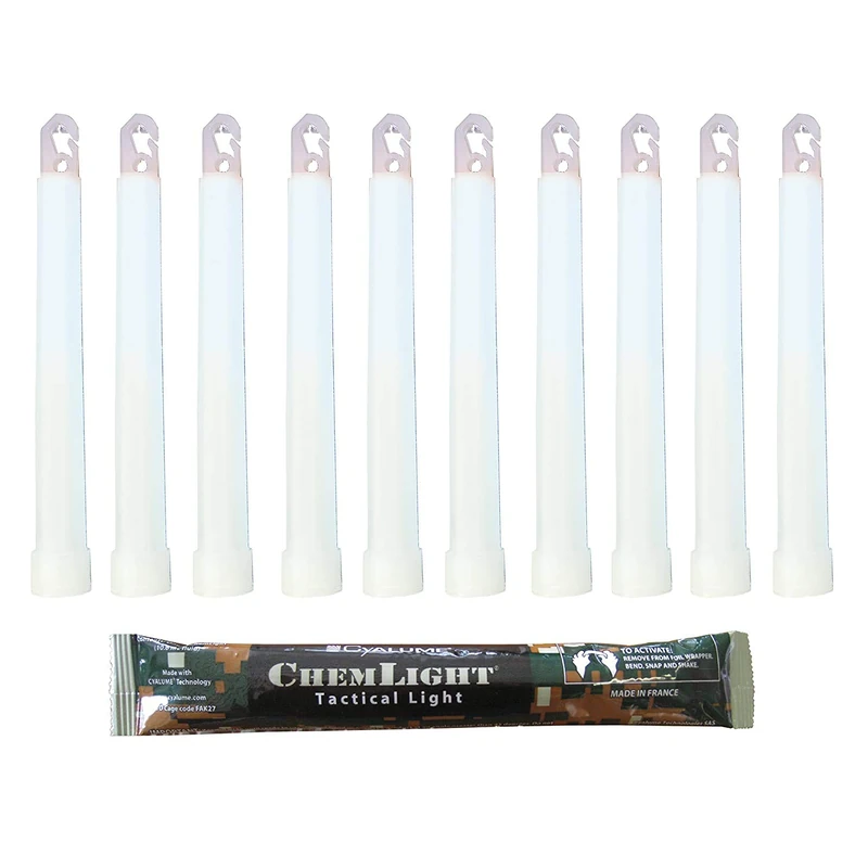 Cyalume ChemLight Military Grade Chemical Light Sticks, White 6" Long, 8 Hour Duration (Pack of 20)