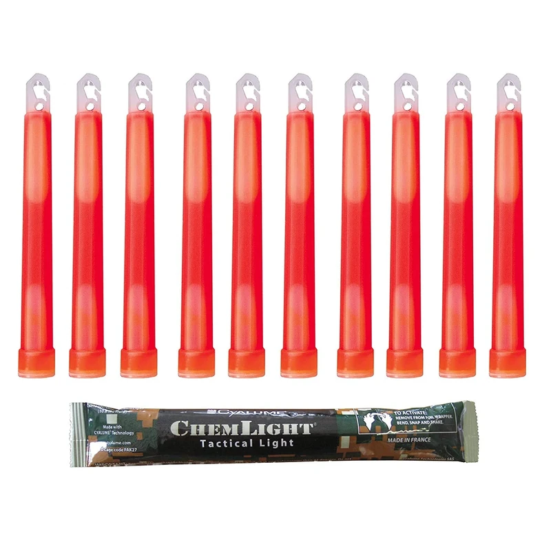 Cyalume ChemLight Military Grade Chemical Light Sticks, Red 6" Long, 12 Hour Duration (Pack of 20)