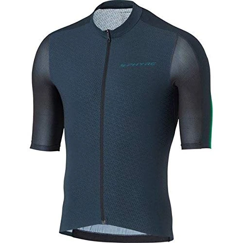 Shimano Clothing Men's, S-PHYRE FLASH Short Sleeve Jersey, Black/Green, Size L
