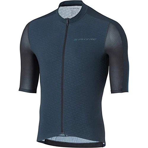 Shimano Clothing Men's, S-PHYRE FLASH Short Sleeve Jersey, Black/Blue, Size S