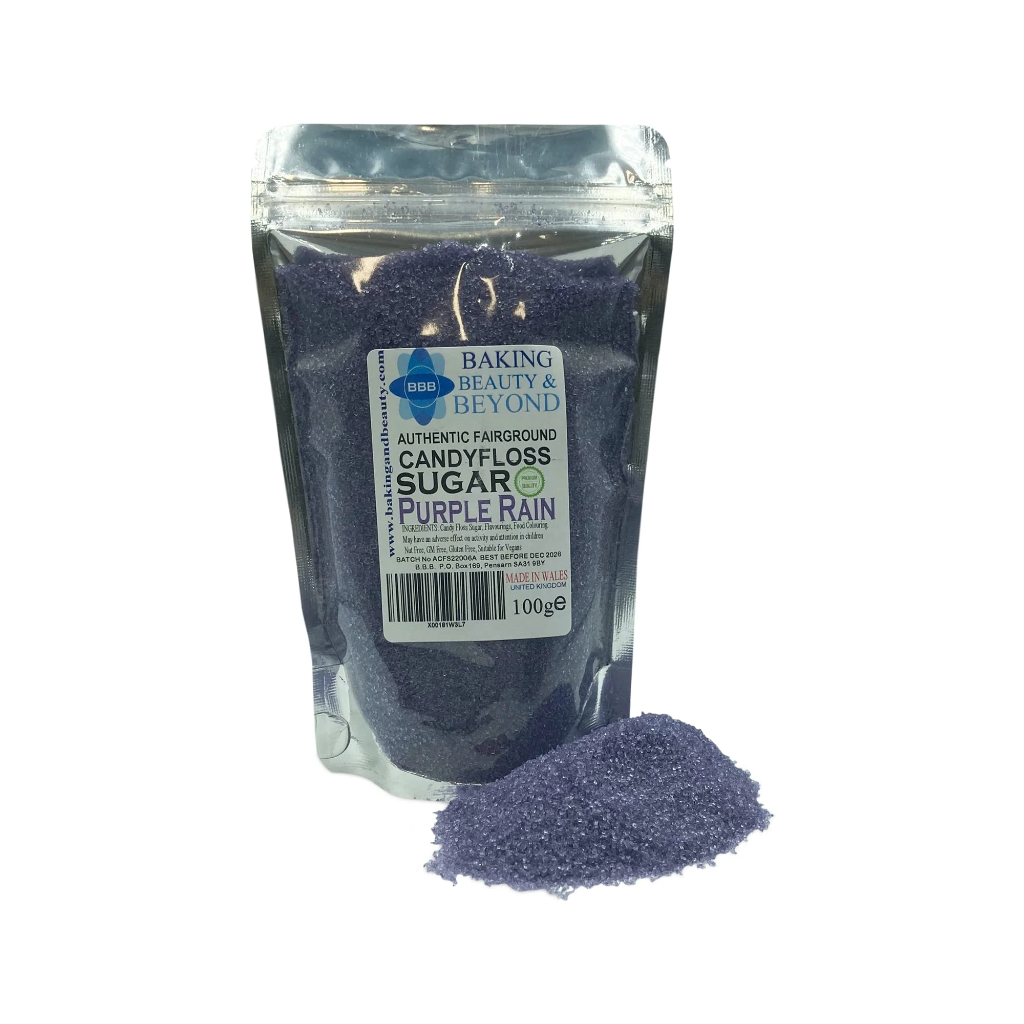 Baking Beauty and Beyond Premium Candy Floss Sugar 100g - Purple Rain Flavour