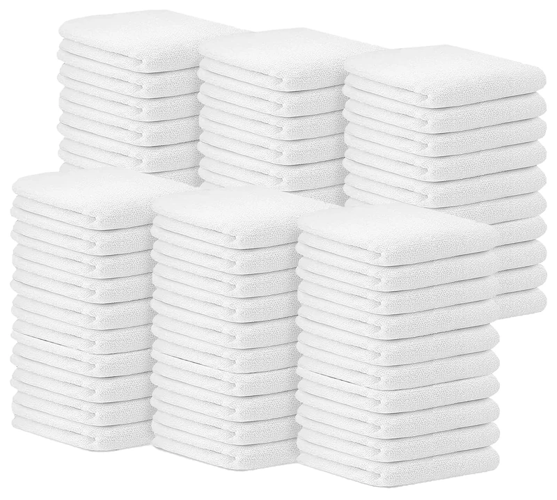 Avalon Towels Terry Cleaning Rags (14x17) inches Value Pack of 60 Made from 100% Cotton – Highly Absorbent and Durable for Multipurpose use in Cleaning Kitchens Automobiles and Industries. (White)
