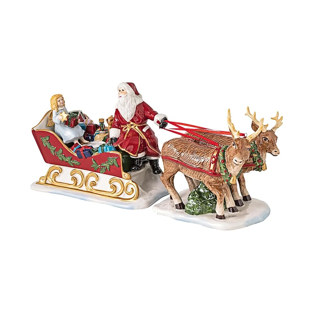 Villeroy & Boch – Christmas Toys Nostalgia Sledge with Santa and Reindeers, Christmas Decorations, Xmas Decoration Indoor, Table Decoration, Porcelain