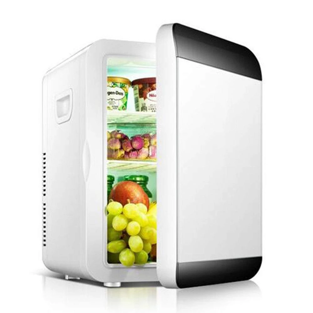 Mini Fridge 20 Liter Portable Compact Personal Fridge Cools & Heats Great for Bedroom, Office, Car, Dorm - Portable Makeup Skincare Fridge Includes 12V Car Charger,20L black white single core