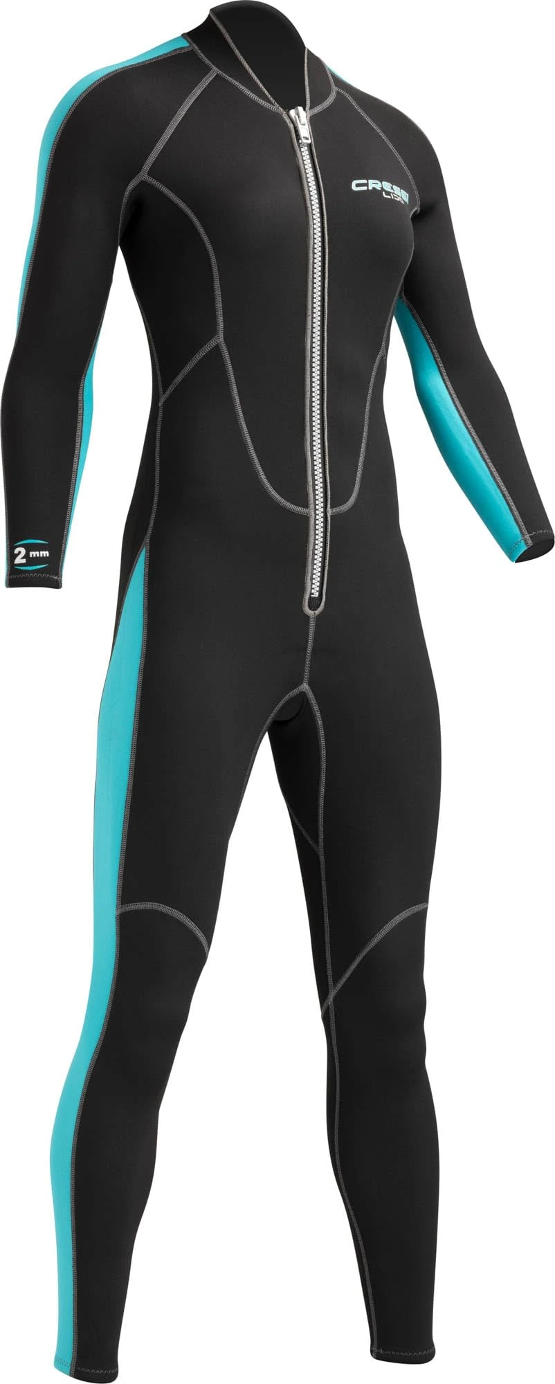 Cressi Lido Lady Monopiece Wetsuit 2 mm - Women's All-in-One Wetsuit Premium Neoprene High Stretch, Black/Aquamarine XLV458542