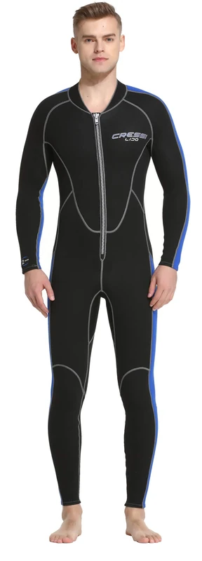 Cressi Lido Monopiece Wetsuit 2mm - All-In-One Wetsuit Premium Neoprene High Stretch for Men's, Black/Blue, XXXL