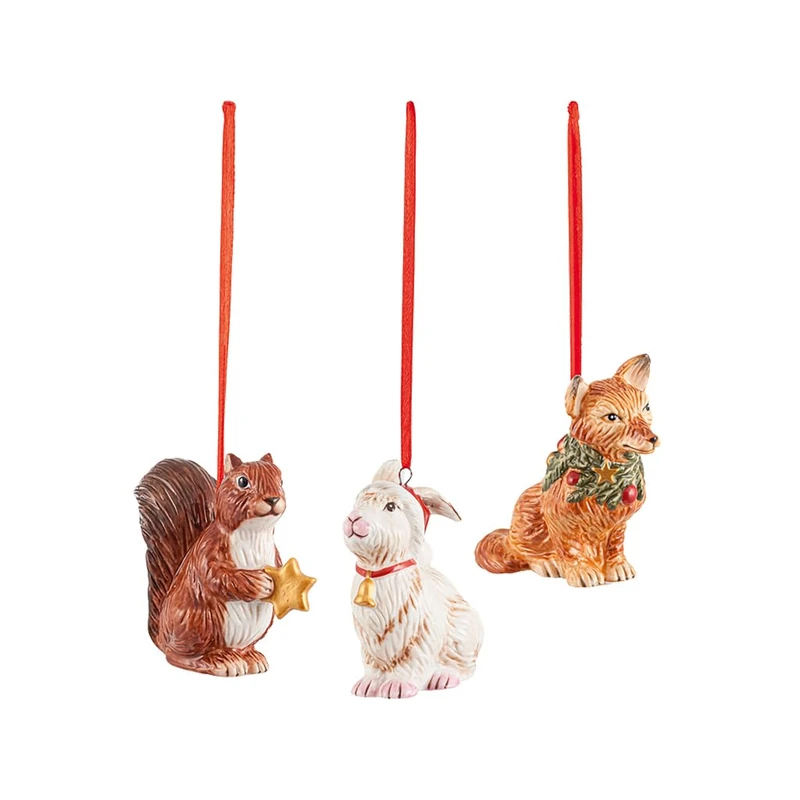 Villeroy & Boch Nostalgic Ornaments Forest Animals, Set of 3, Porcelain, White, 6 x 7 cm 14-8331-6689