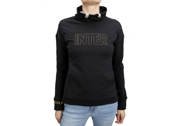 Inter Women's Sweatshirt With Wide Funnel Neck In Stretch Cotton - Sweatshirt Women, womens, sweatshirt, INTFE865, Black, XS