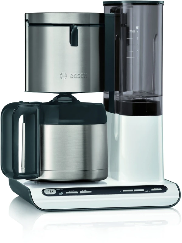 Bosch Styline TKA8A681 1.1 Litre Stainless Steel Filter Coffee Maker for 8-12 Cups, Automatic Shutdown, Descaling System, Drip Stopper, Removable Water Tank (1 L), 1100 W, White