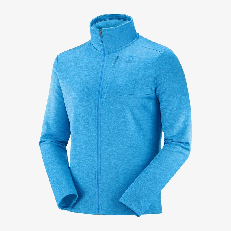 SALOMON Transition FZ Mid Fleece Jacket, Men, Blithe/Heather, 2XL - Image 1