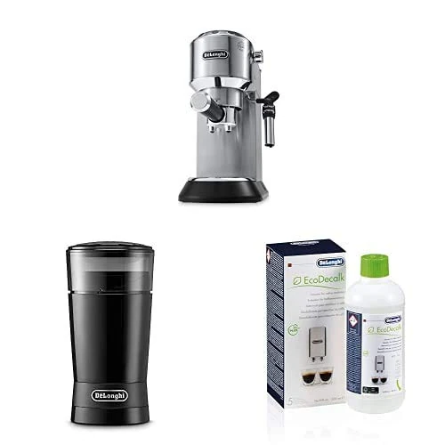 De'Longhi Dedica Style, Traditional Barista Pump Espresso Machine, Silver, Starter Pack
