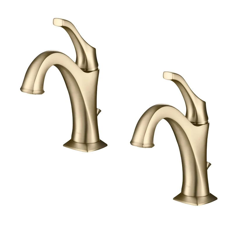 Kraus KBF-1201BG-2PK Arlo Bathroom Faucet with Lift Rod Drain and Deck Plate, 2 Piece Set, Brushed Gold