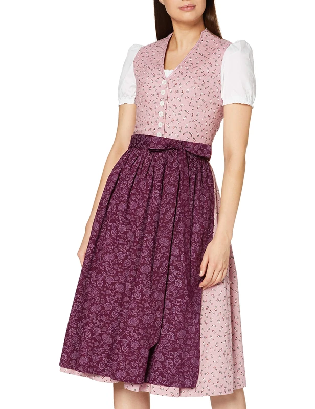 BERWIN & WOLFF TRACHT FOLKLORE LANDHAUS Women's 805015 Dress, Pink with Dark red, 22