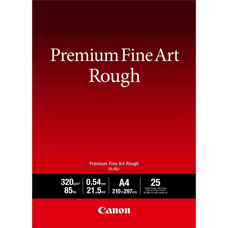 Canon Premium FA-RG1 – Uncoated – 21.5 Thousands of an Inch – A4 (210 x 297 mm) – 320 g/m² – 25 Sheets of Paper for Fine Arts Black