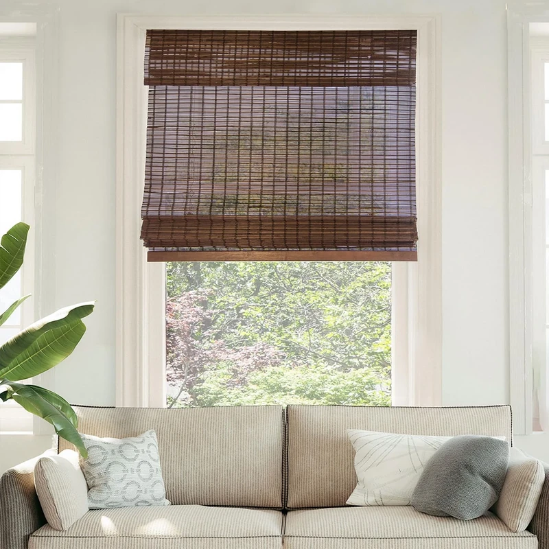 CHICOLOGY Bamboo Roman Shades - Customer Favorite Light Filtering Blinds for Windows, Premium Quality, Ideal for Home, Buffalo Brown, 31"W X 64"H