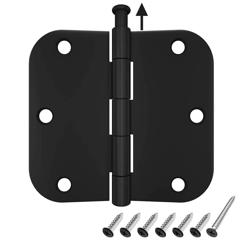 HOSOM 48 Packs Door Hinges Matte Black 3.5, Interior Door Hinges with 5/8 Radius Corners