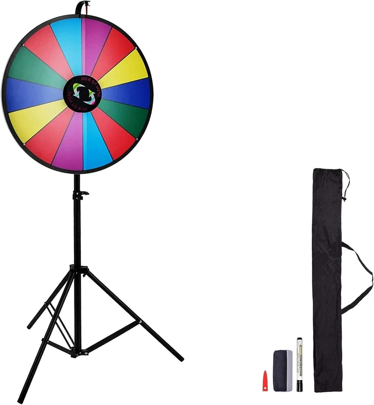 VEVOR 24” Color Prize Wheel Tripod Floor Stand Color Prize Wheel 14 Slots Dry Ease Fortune Spinner Fortune Spinning Game