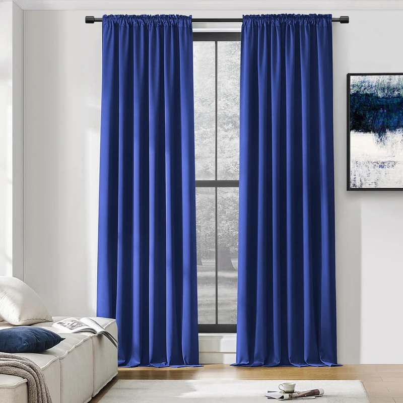 DONREN ROYAL BLUE Blackout Curtains for Bedroom Thermal Insulated Solid Color Drape Drape Drapes 2 Shawls 52" W x 96" L
