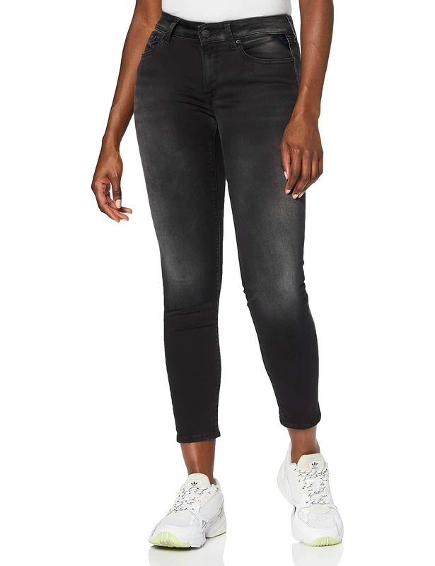 REPLAY Women's New Luz Hyperflex Re-Used Xlite Jeans, 097 Dark Grey, 24W / 32L