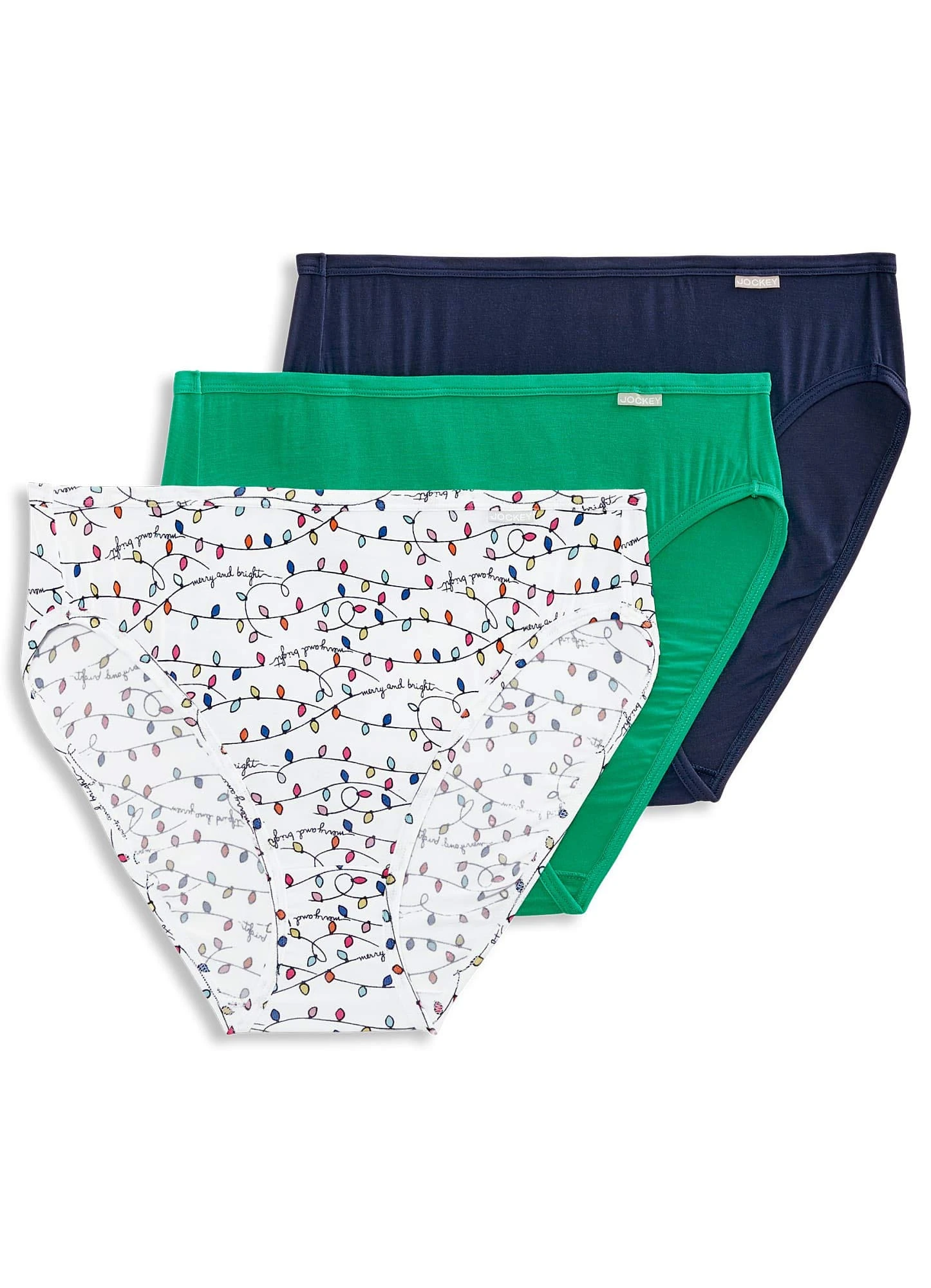 Jockey Women's Underwear Supersoft French Cut - 3 Pack, Jade/Festive Lights/Deep Navy, 6
