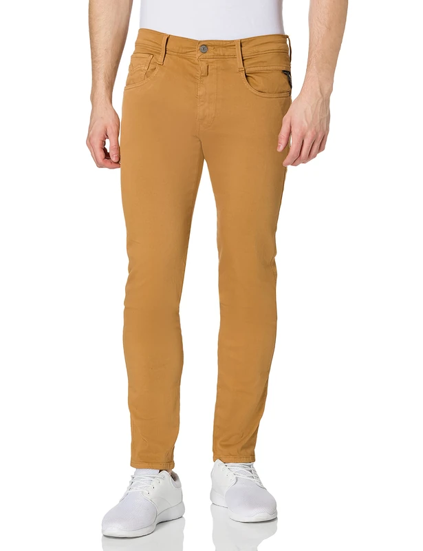 REPLAY Men's Anbass Slim-Fit Hyperflex Colour X-Lite Jeans with Stretch, 325 Havana, 36 W/32 L - Image 1