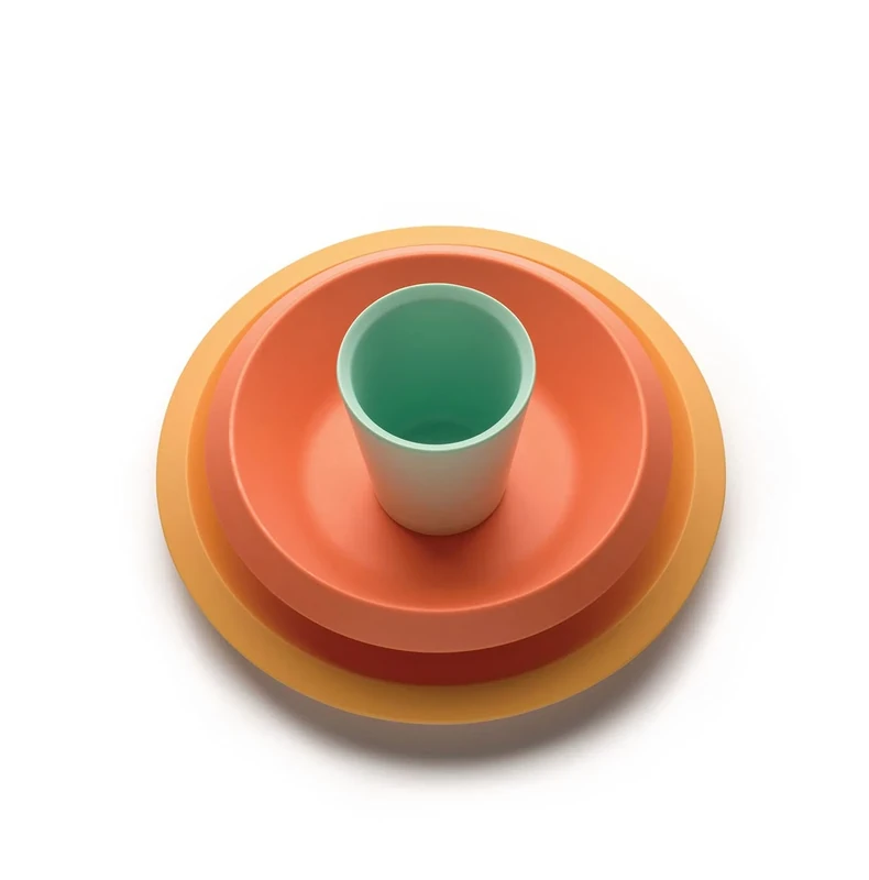 Alessi Giro Kids collection UNS05S1, Children tableware in melamine. Dinner plate, bowl, tumbler. - Image 1