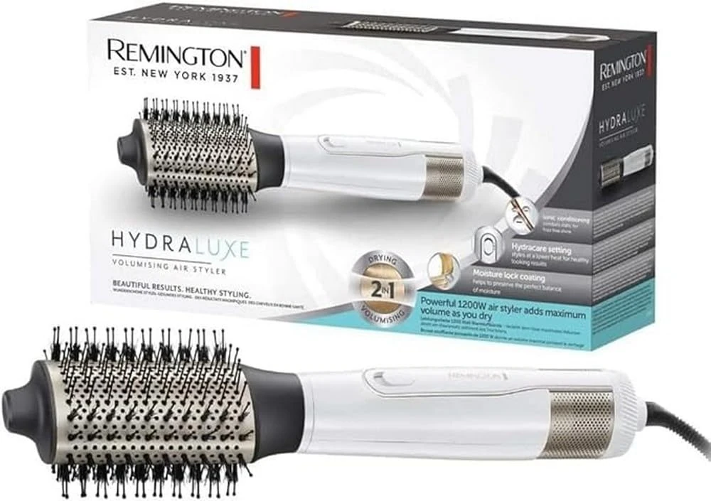 Remington Volumizing Hot Air Brush, Dries and Gives Volume and Waves to Hair, 3 Temperature, 2 Speeds, Cold Air Blow, Hydraluxe AS8901