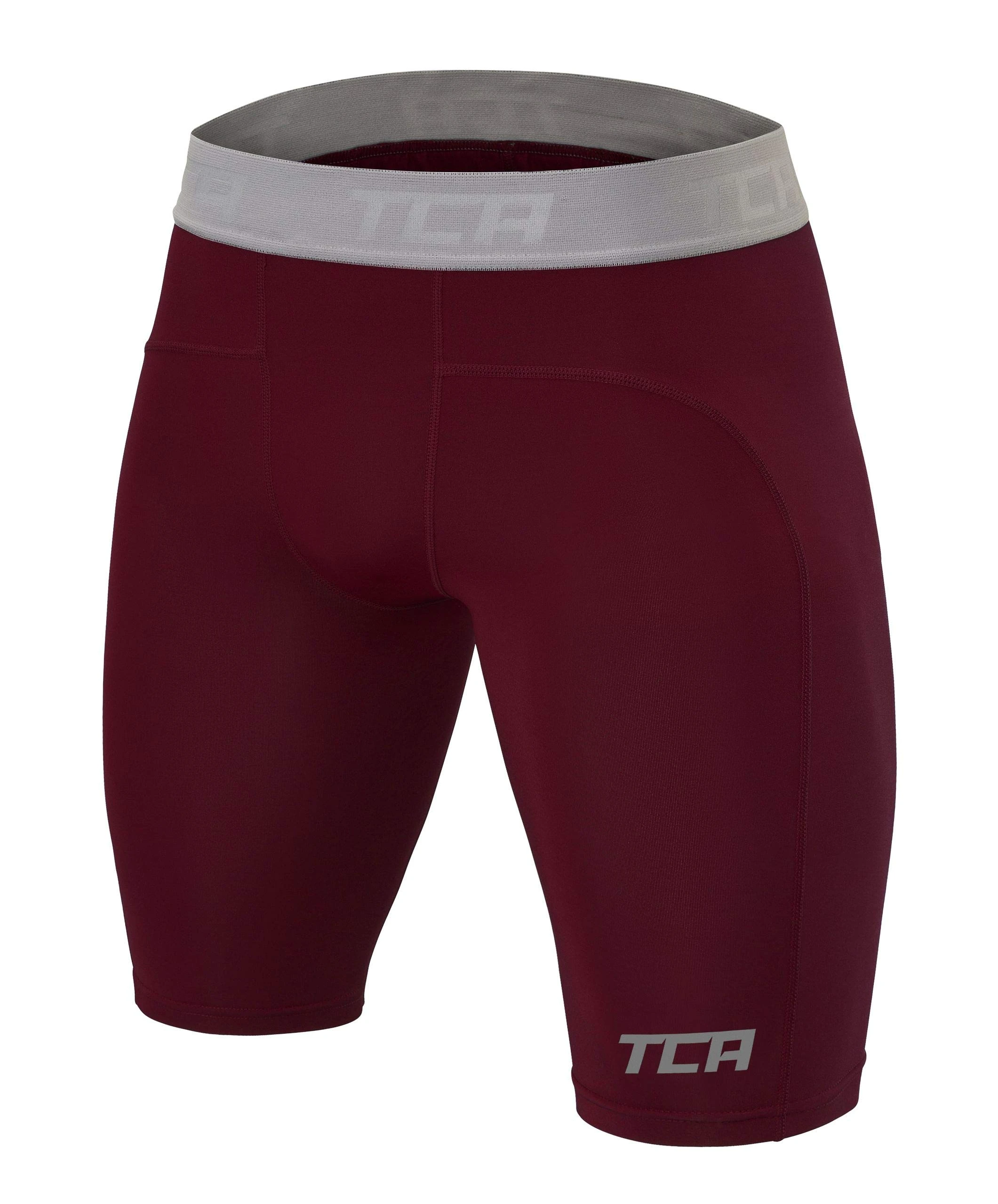 TCA Boys' Pro Performance Compression Base Layer Thermal Under Shorts - Cabernet, 8-10 Years