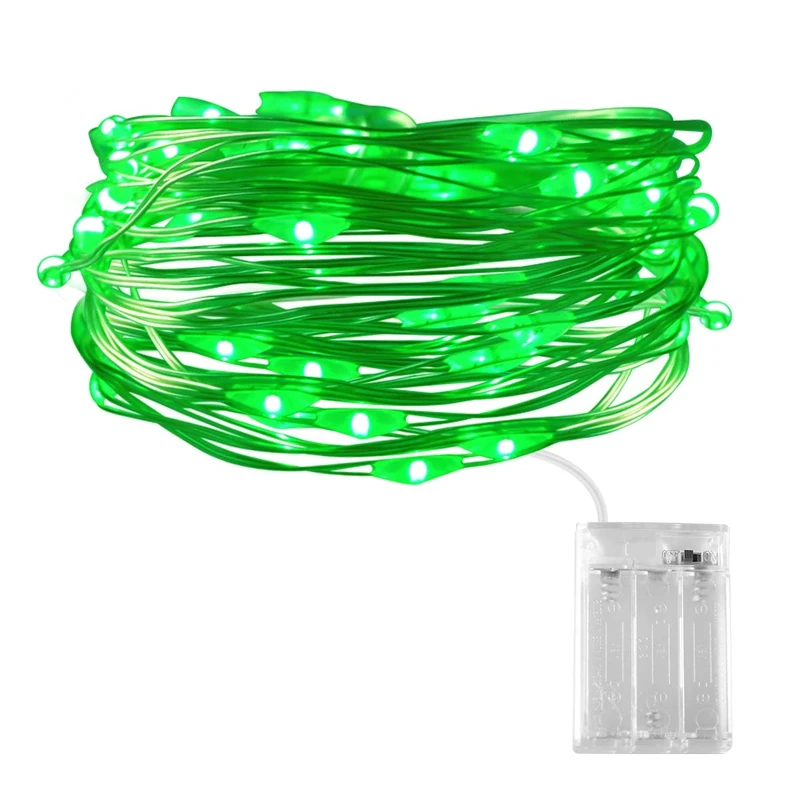 Dalugo Green Fairy Lights, 3m/10ft 30 LED Battery Operated Green String Lights for Halloween Decorations, Christmas, St. Patrick's Day