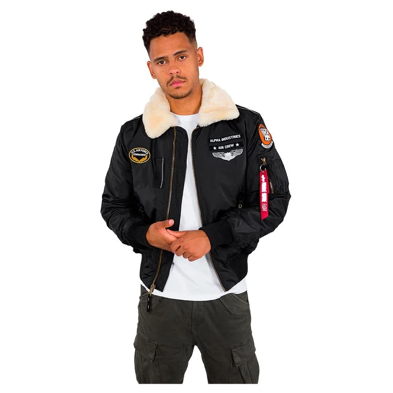 Alpha Industries Men's Injector III Air Force Bomber Jacket, Black, L