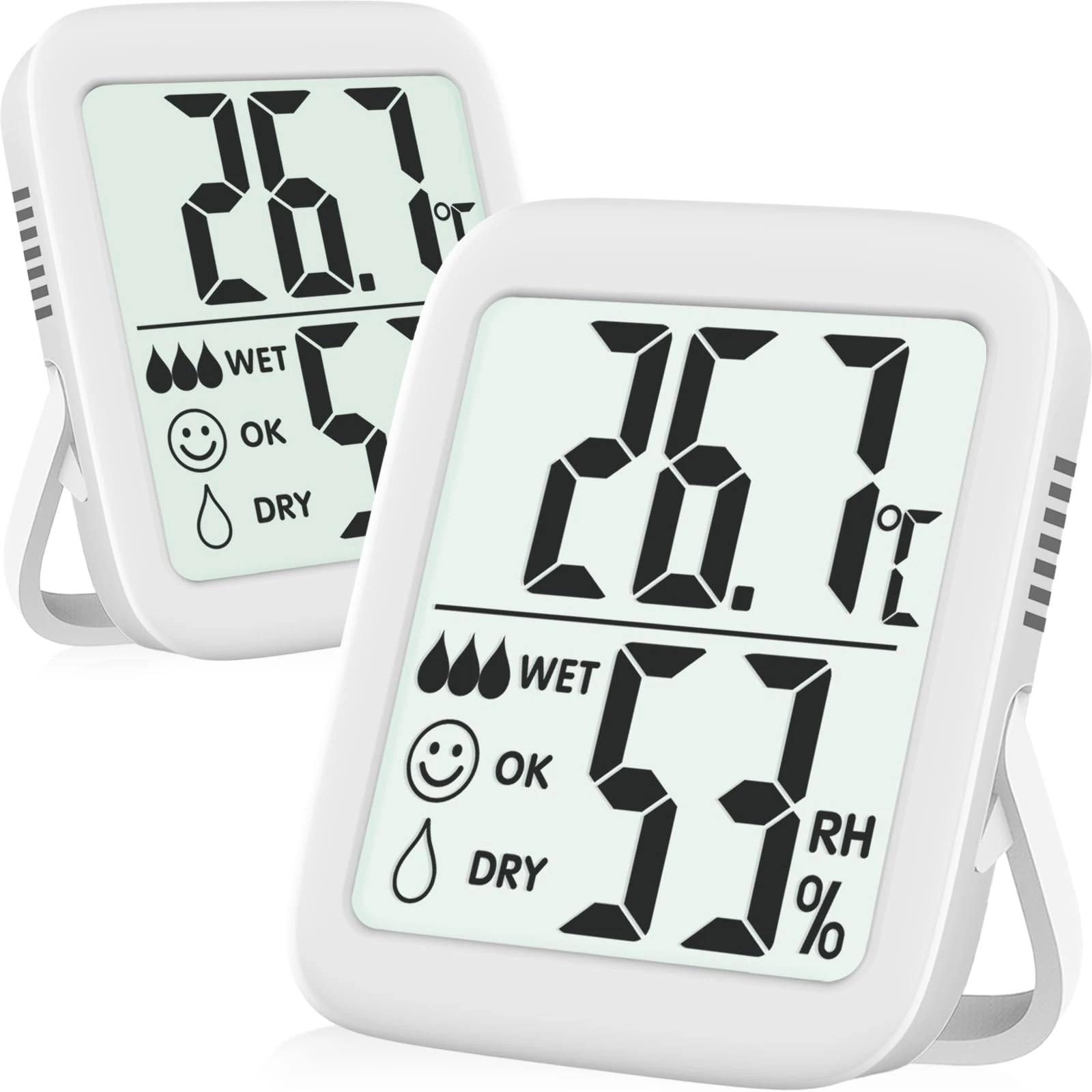 Antonki 2 Pack Room Thermometer for Home Indoor Hygrometer Humidity Meter Gauge Digital Temperature and Humidity Sensor Monitor for House Terrarium Incubator Greenhouse - Battery Included