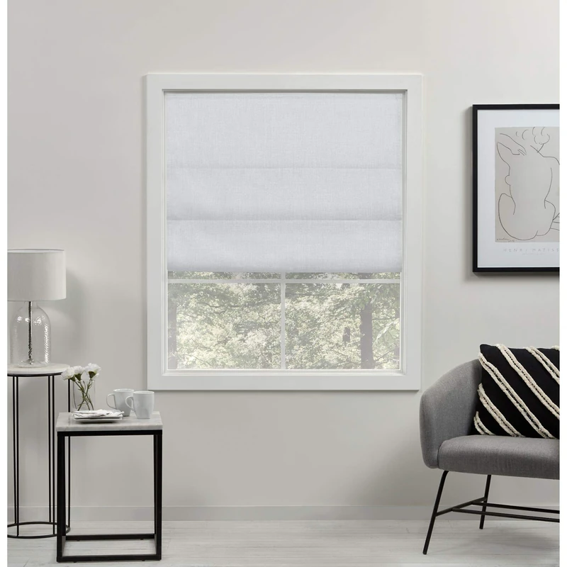 Exclusive Home Acadia 100% Blackout Roman Shade, 27"x64", White