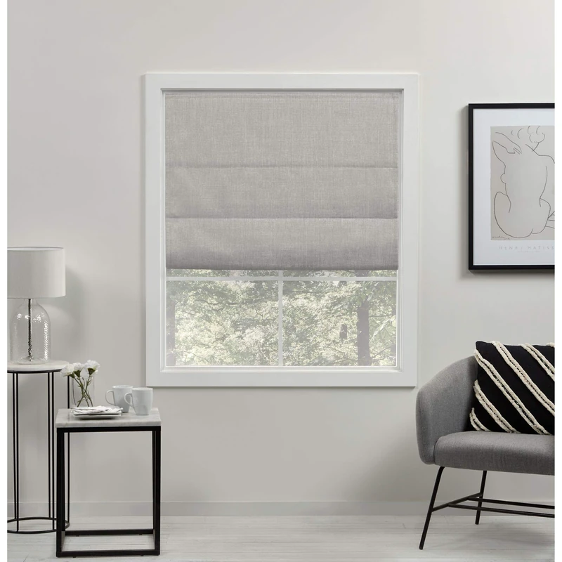 Exclusive Home Acadia 100% Blackout Roman Shade, 31"x64", Silver