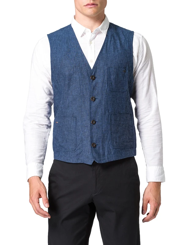 camel active Men's 4511005575 Waistcoat, Night Blue, 48