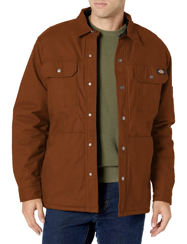 Dickies - Outerwear for Men, Flex Duck Shirt Jacket, Water Repelling Technology, Timber, XL