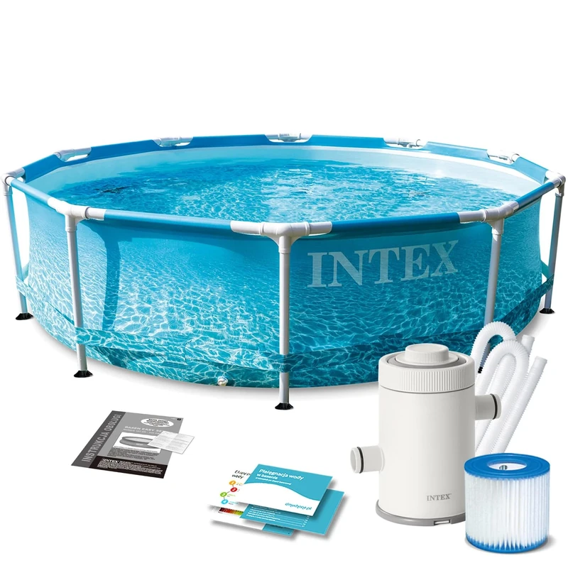 Intex 10 ft x 30-inch Beachside Metal Frame Pool Set
